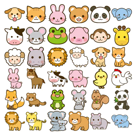 100pcs Cute and Cartoon Animals